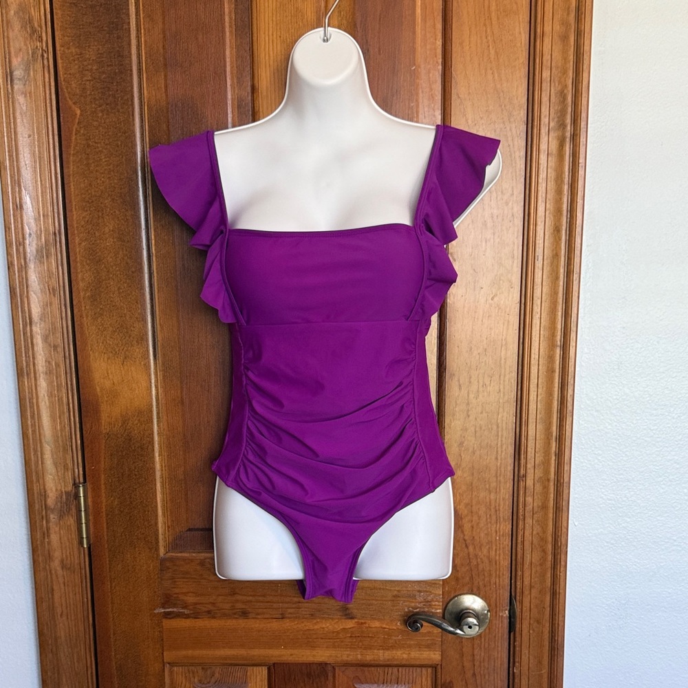 Amazon Vibrant Purple Ruffle One Piece Swimsuit